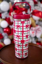 Load image into Gallery viewer, Merry Bow Plaid Travel Tumbler
