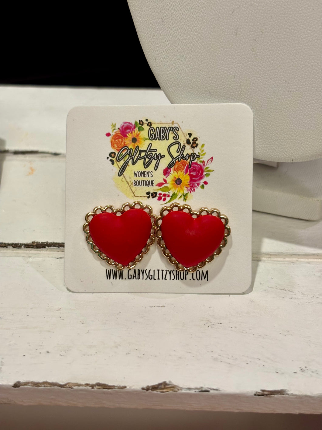 Red Heart Studs