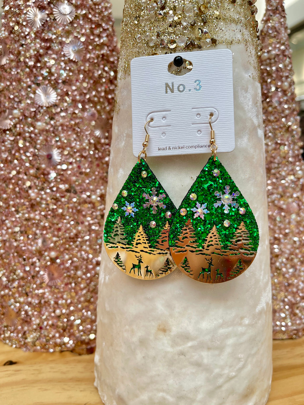 Glitter Christmas Earrings