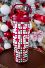 Load image into Gallery viewer, Merry Bow Plaid Travel Tumbler
