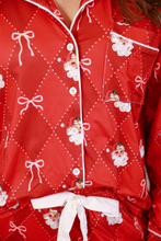 Load image into Gallery viewer, Santa&#39;s Bow Ruffle Pajama Set
